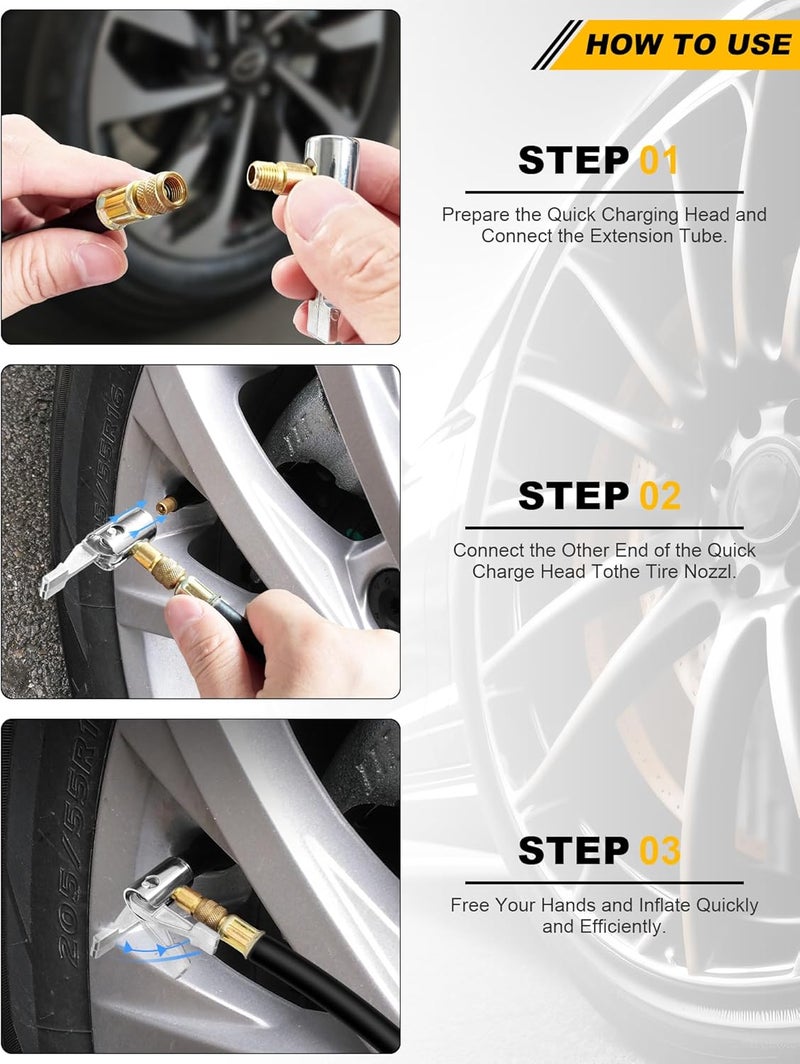 EVOULTES 2-Packs Lock On Air Chuck Tire Inflator Hose Adapter, Metal Locking Tire Chuck with Standard Tire Valve Thread, No Leakage Tire Inflating Hose Nozzle for Portable Tire Pump/Air Compressor - Image 5